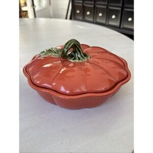 Better Homes and Gardens Ceramic Pumpkin Pie 10" Covered Baking Dish Beautiful